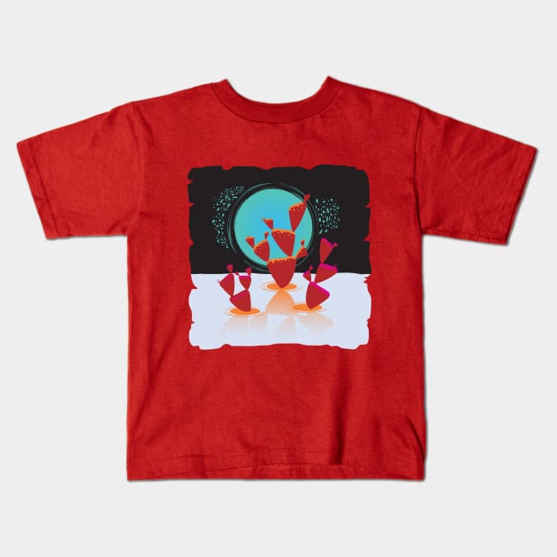 Red space cactus Kids T-Shirt by Gerchek